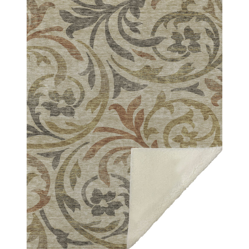 Jeté Sherpa ASB764, Beige Floral 3