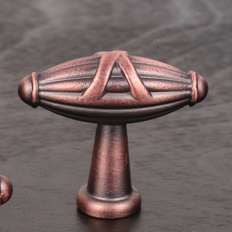 CK Series 1 11/16" Length Bar Knob, Distressed Copper, Small