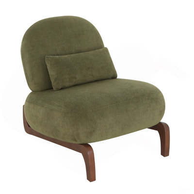 Mignon fauteuil d'appoint avec pieds en bois massif, fauteuil de salon en velours avec coussin moelleux, fauteuil de chambre confortable, fauteuil de lecture confortable pour appartement, salle d'attente, balcon (vert)