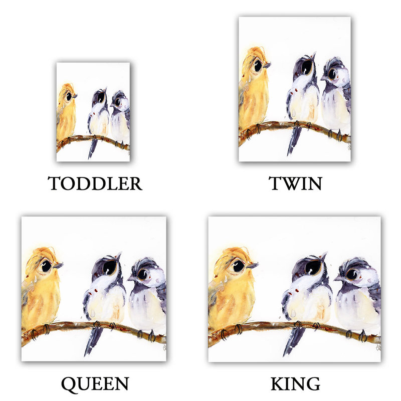 Ensemble de housse de couette trois oiseaux, 1 housse de couette grand + 2 taies standards