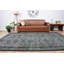 Tapis turc classique à motifs dans les tons sarcelle et brun pour une décoration bohémienne