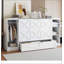 Lit escamotable simple avec tablettes de chevet et garde-robe, blanc