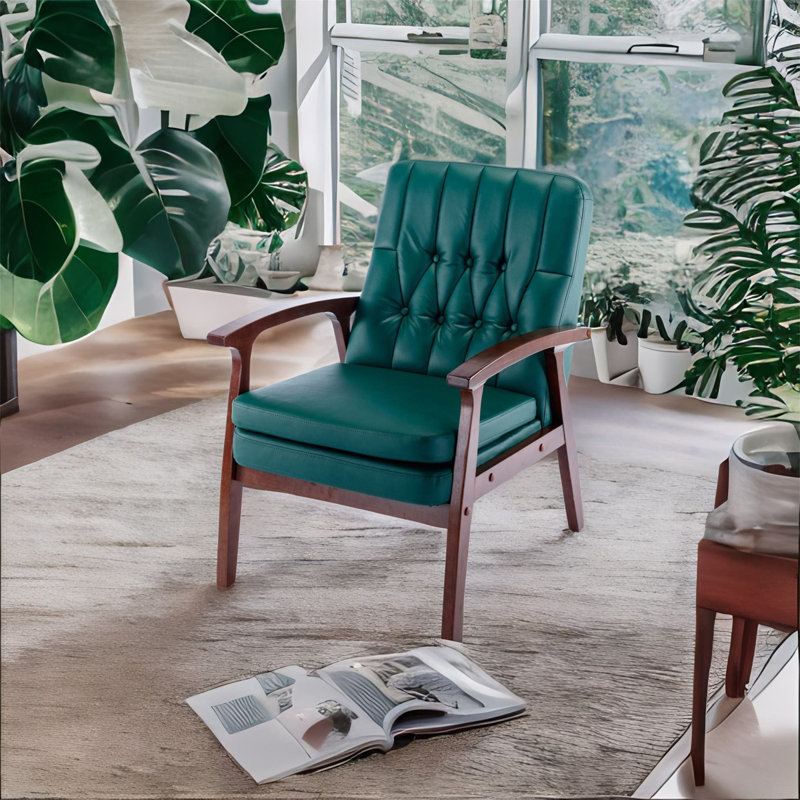 Fauteuil en cuir végétalien, Similicuir vert