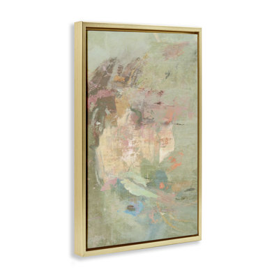 Art mural sur toile flottant abstrait terreux avec détails pastel, design par Suzanne Nicoll