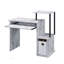 Bureau d'ordinateur Lyphre au fini blanc antique et noir avec plateau pour clavier, tablette et compartiment de rangement-121068657