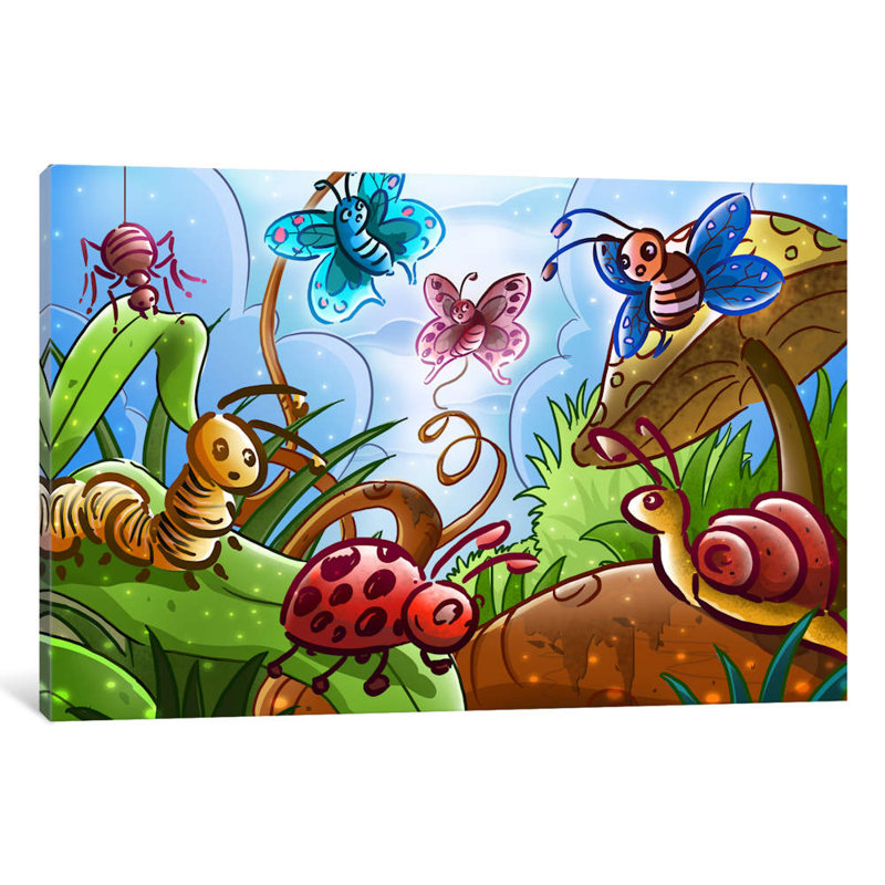 Cartoon Bugs - Print on Canvas, 30.48 cm H x 45.72 cm W, Wrapped Canvas