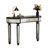 47" Halfmoon Mirrored Console Table With Fluted Glass & Crystal Knob Drawer  Silver Entryway Vanity Desk For Bedroom/Dressing Room(Black+Sliver)-1119240507