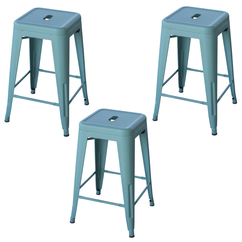 Itzia Counter Stool with Metal Frame, Counter Stool (24" Seat Height), Teal, 3
