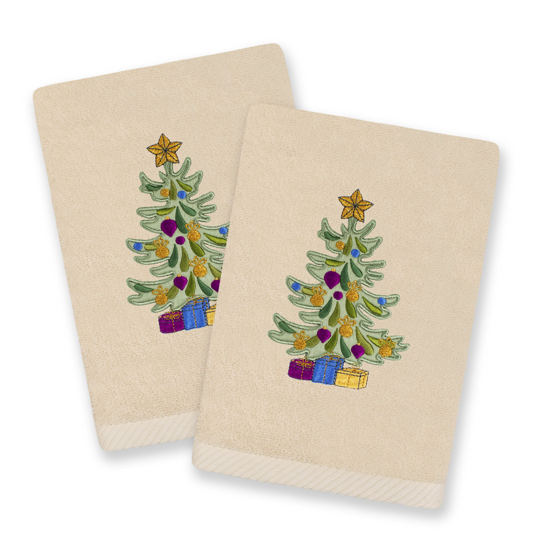  Christmas Presents Turkish Cotton Hand Towel (Set of 2) Linum Home Textiles 