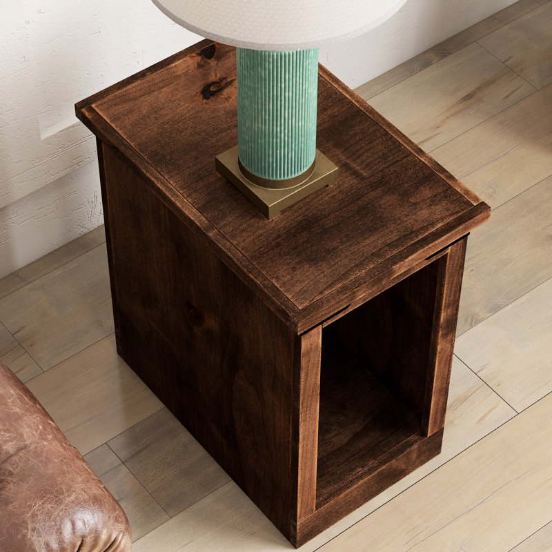 Table de chevet rustique 14 po, finition whisky vieilli, bois massif, sans assemblage, finition décorative de style chalet 14 po, style
