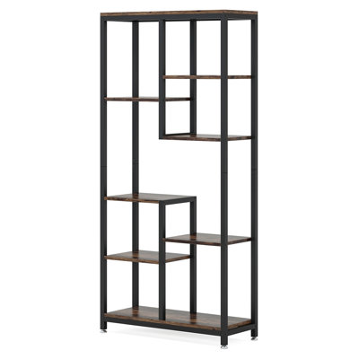 69.2" 6-Tier Rustic Brown Industrial 8-Shelf Etagere Bookcase Storage Display Rack For Living Room, Bedroom