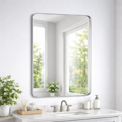40x36 Inch Bathroom Mirror: Modern Brushed Nickel Aluminum Frame With Hd Float Glass - Anti-rust & Explosion-proof For Secure Wall Mounting - Rectangular Vanity Mirror For Home & Hotel Bathroo