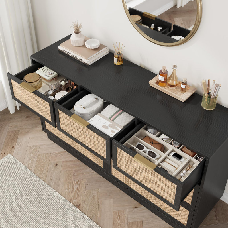 Commode moderne en rotin à 7 tiroirs Modern Boho