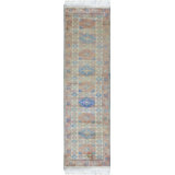 Wool Oriental Area Rug in Ivory/Blue/Coral
