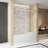 Frameless Single sliding shower door  56-60 "W x 60" H, 1/4 "(6 mm) Clear Tempered Glass, Explosion Proof Film, Stainless Steel Handle  Square Tube Track ,Brushed Nickel-122516993