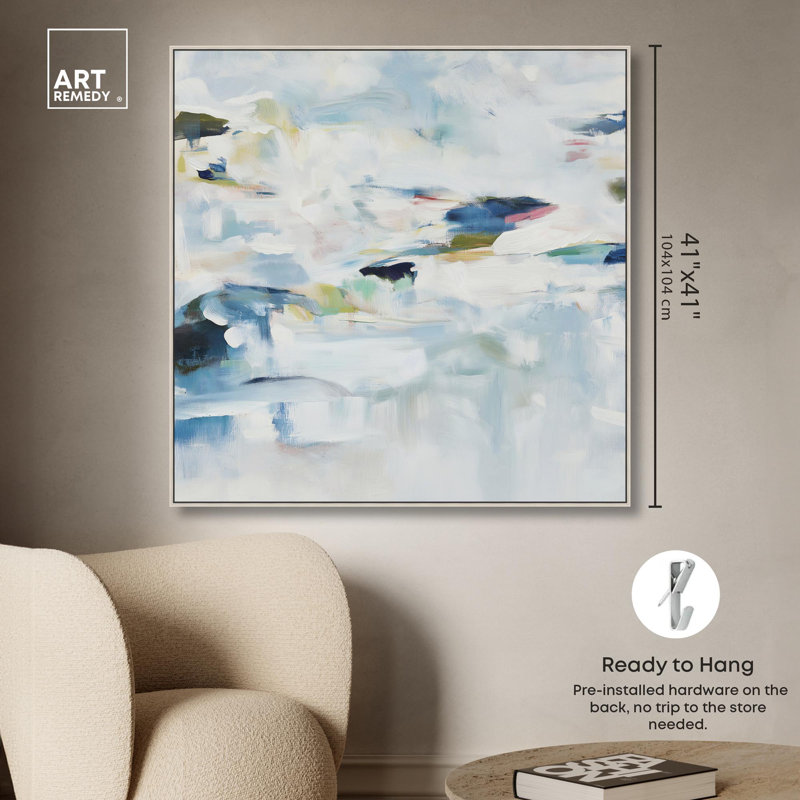 Art Remedy Soft Color Abstracts, toile Evanescence I, Argent argent, Reproduction encadrée sans passe-partout