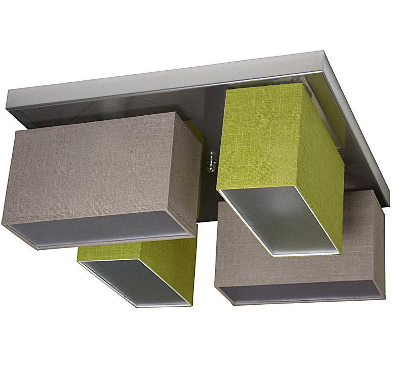 Partridge Fabric Semi Flush Mount, Cappuccino/Green