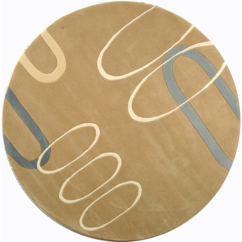 Candelo Hand Tufted Wool Geometric Rug, Round 6'
