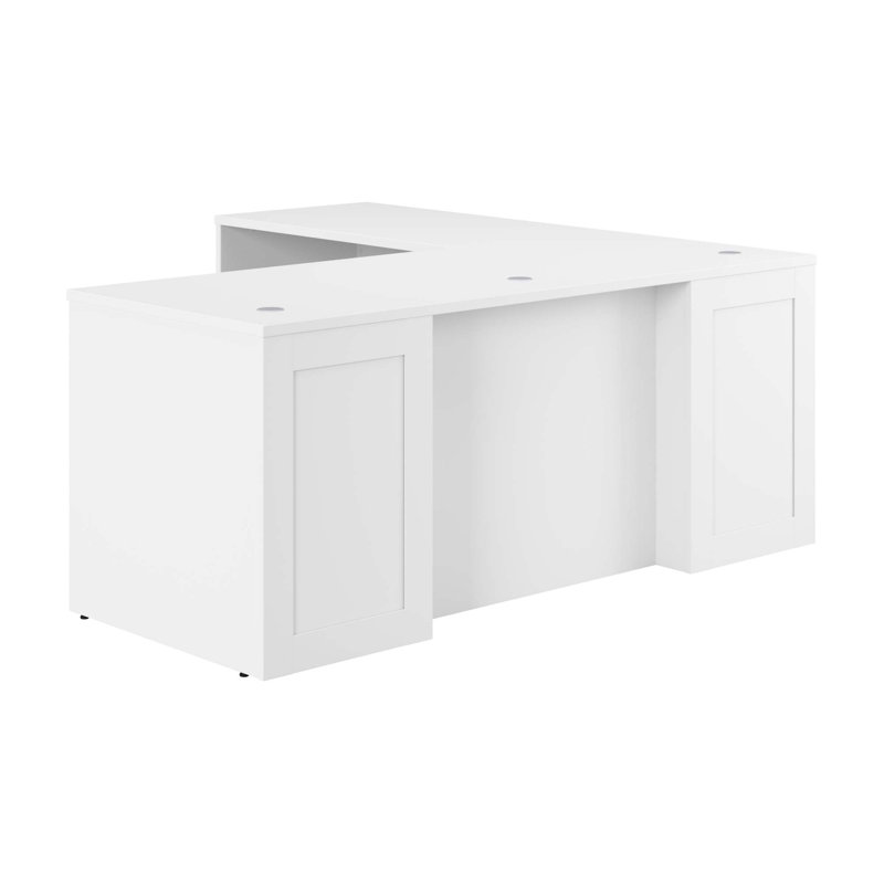 White Executive L-Shaped Corner Computer Desk