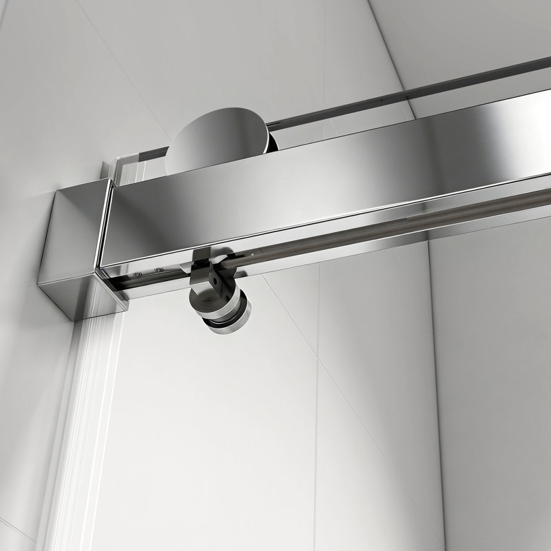 Porte de douche coulissante simple de conception minimaliste, réglable de 56 à 60 pouces de largeur, 76 pouces de hauteur, verre trempé de 1/4 po de 6 mm, fermeture en douceur et en douceur, matériau d'étanchéité très haut, coulissant à l'épreuve de la fermeture, fini