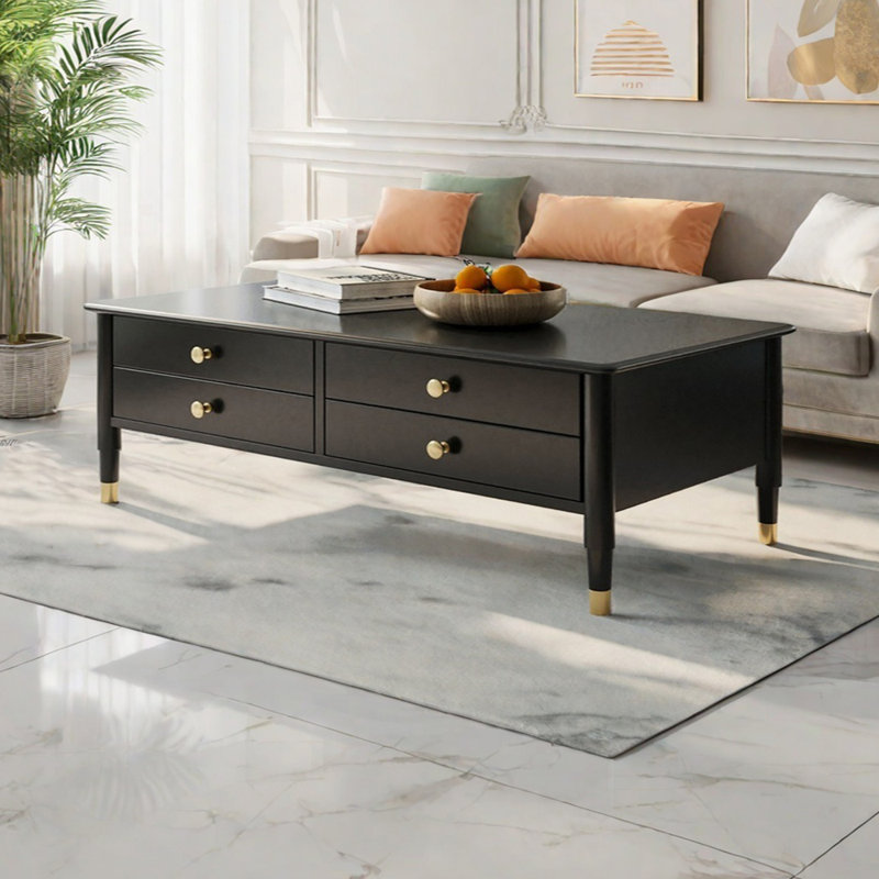 Table basse moderne et minimaliste, Noir, noir, noir, noir, H 17,71 po x L 55,11 po x l 27,55 po
