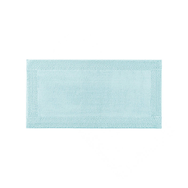 1 PCS 100% Cotton Tufted 3000 GSM Reversible Bath Rug Blue, Rectangle 2' x 3'8"