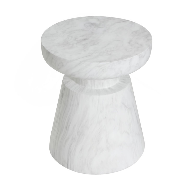 Outdoor Ponti Travertine Side Table, White