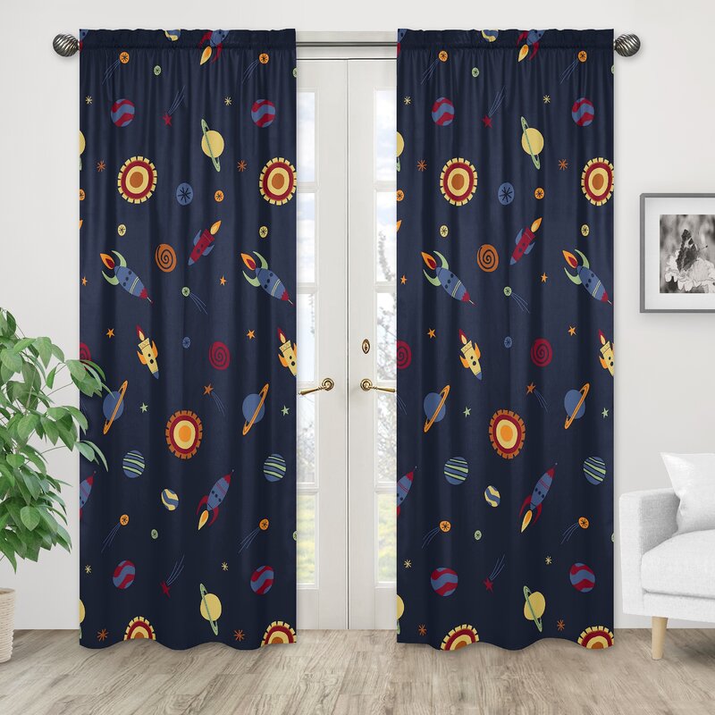 Sweet Jojo Designs Space Galaxy Semi-Sheer Rod Pocket Curtain Panels ...