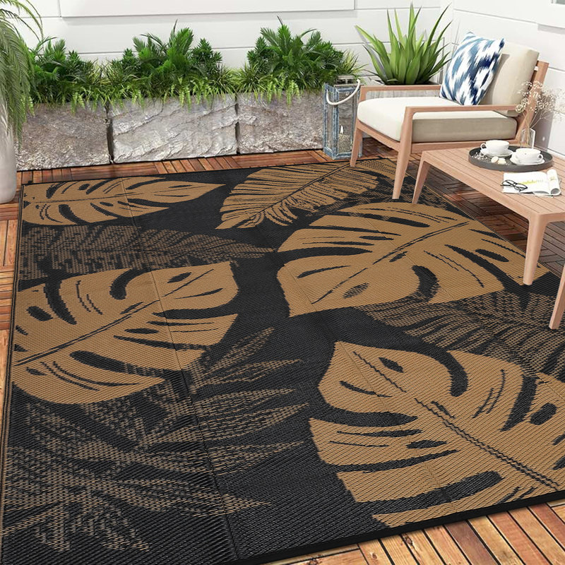 Outdoor Rug Waterproof Reversible Plastic Straw Rug Foldable Lightweight Patio Rugs, UV Resistant Camping Mat, Modern Outdoor Carpet for Garden Deck