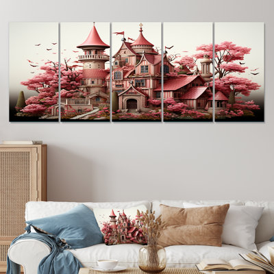 Monets Garden Castle Revisited Landscape - Classics 5 Piece Wall Art Decor