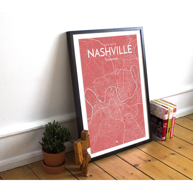 Nashville City Map - Unframed Print, 17" H x 11" W