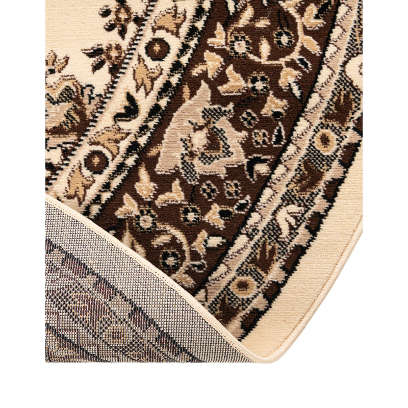 Tapis oriental noir Balthrop, Beige, Rond 8 pi
