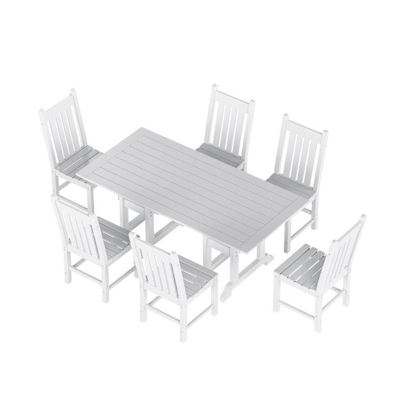 Ensemble de salle à manger rectangulaire pour 6 personnes 71 po Laguna, Blanc