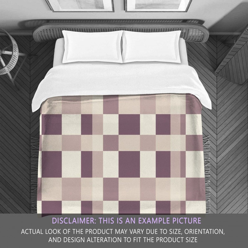 Checkered Comforter, Twin Extra Long Comforter, Purple/Beige Checkered