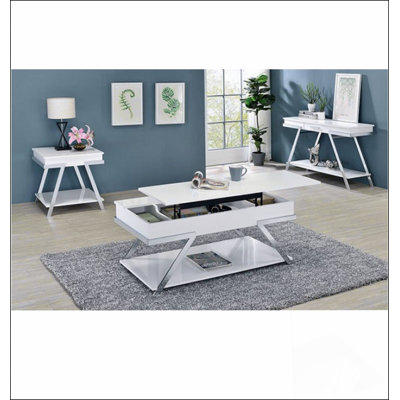 Contemporary Style  1pc End Table High Gloss Finish Chrome Frame Gorgeous Living Room Furniture