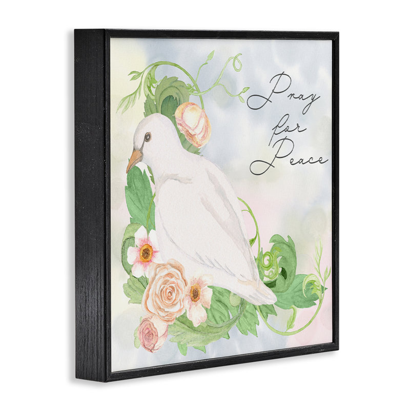 «Pray For Peace Dove», giclée par Lee Ann Sanders, H 24 po x l 24 po, Giclée encadrée noir minuit