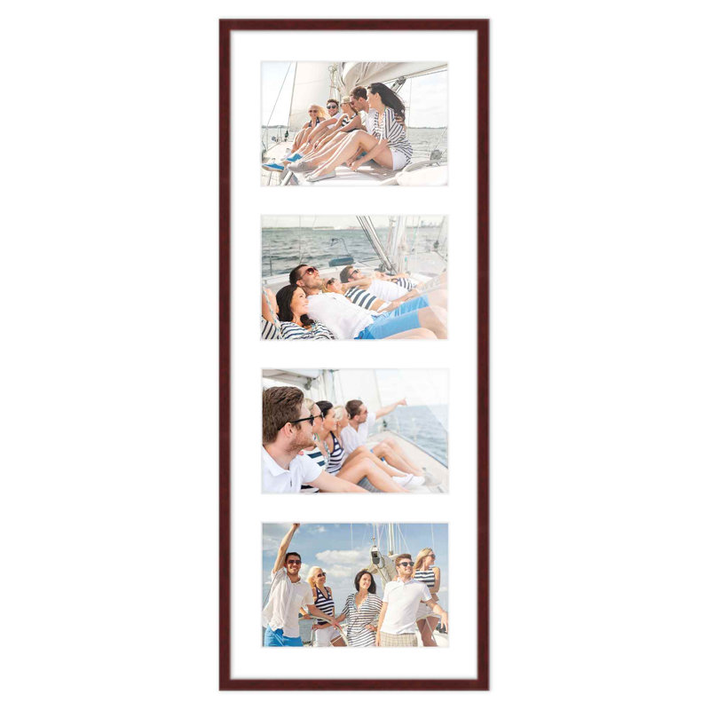 Cadre en bois, Brun foncé / blanc, 8,5 po x 23 po, 5 po x 7 po