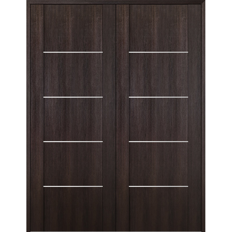 Porte double standard préfinie en bois manufacturé Avon 01 4H, Chêne Veralinga, 35,50 po x 79,37 po, À droite