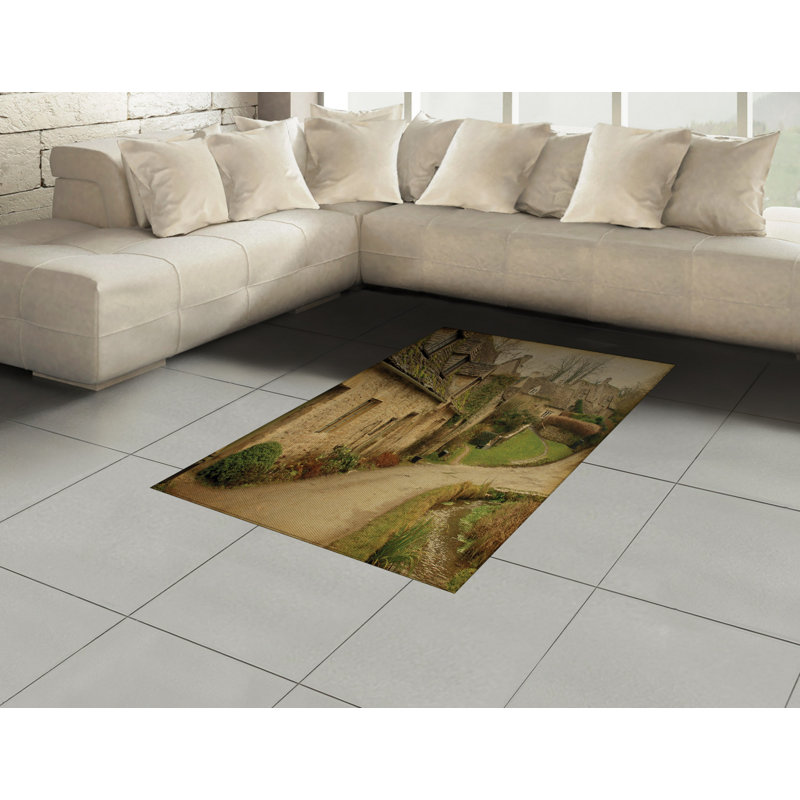 Tapis décoratif en fibre de polyester à haute densité European Farm House, Rectangle— 4 pi x 5 pi 8 po