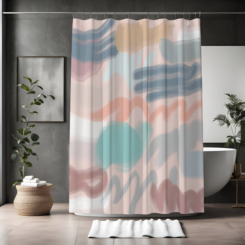 Annajane Abstract Shower Curtain, 93" H x 70" W