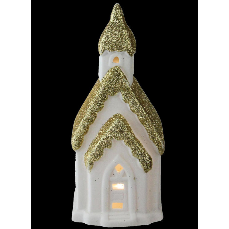 Figurine en céramique blanche et dorée 6 "Home Sweet Home