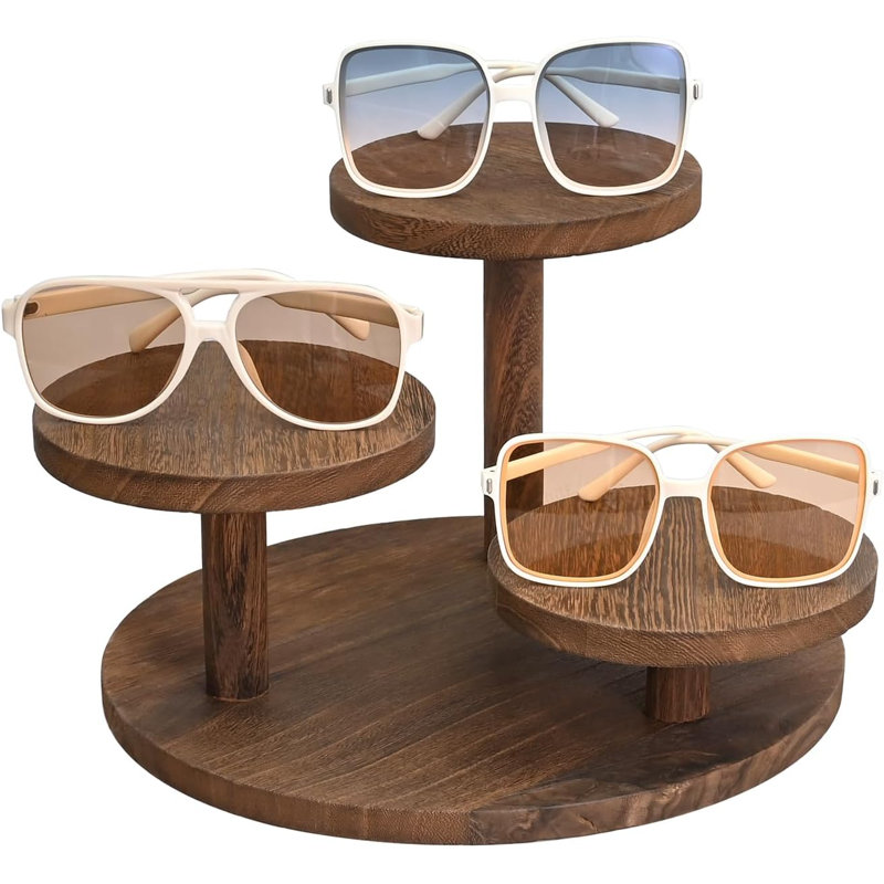 Présentoir en bois à 3 niveaux pour bijoux, Brun
