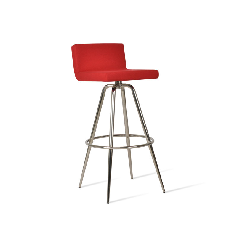 Tabouret pivotant Dallas Max, Tabouret de bar (siège d'une hauteur de 29 po), Poli, Rouge d’époque