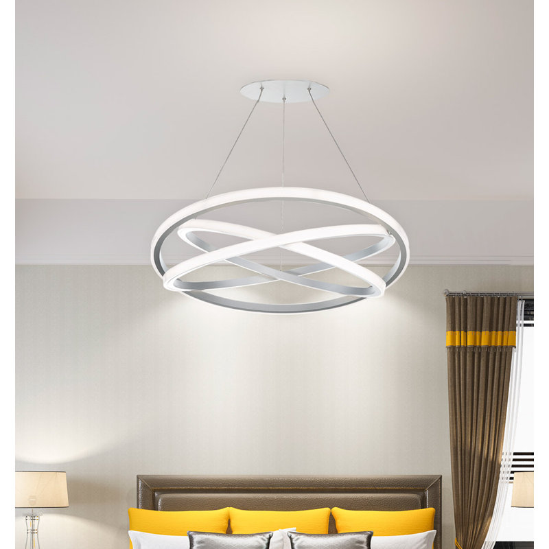 Veloce 1 - Light Unique Geometric Chandelier, 7" H x 26" W x 26" D, Black