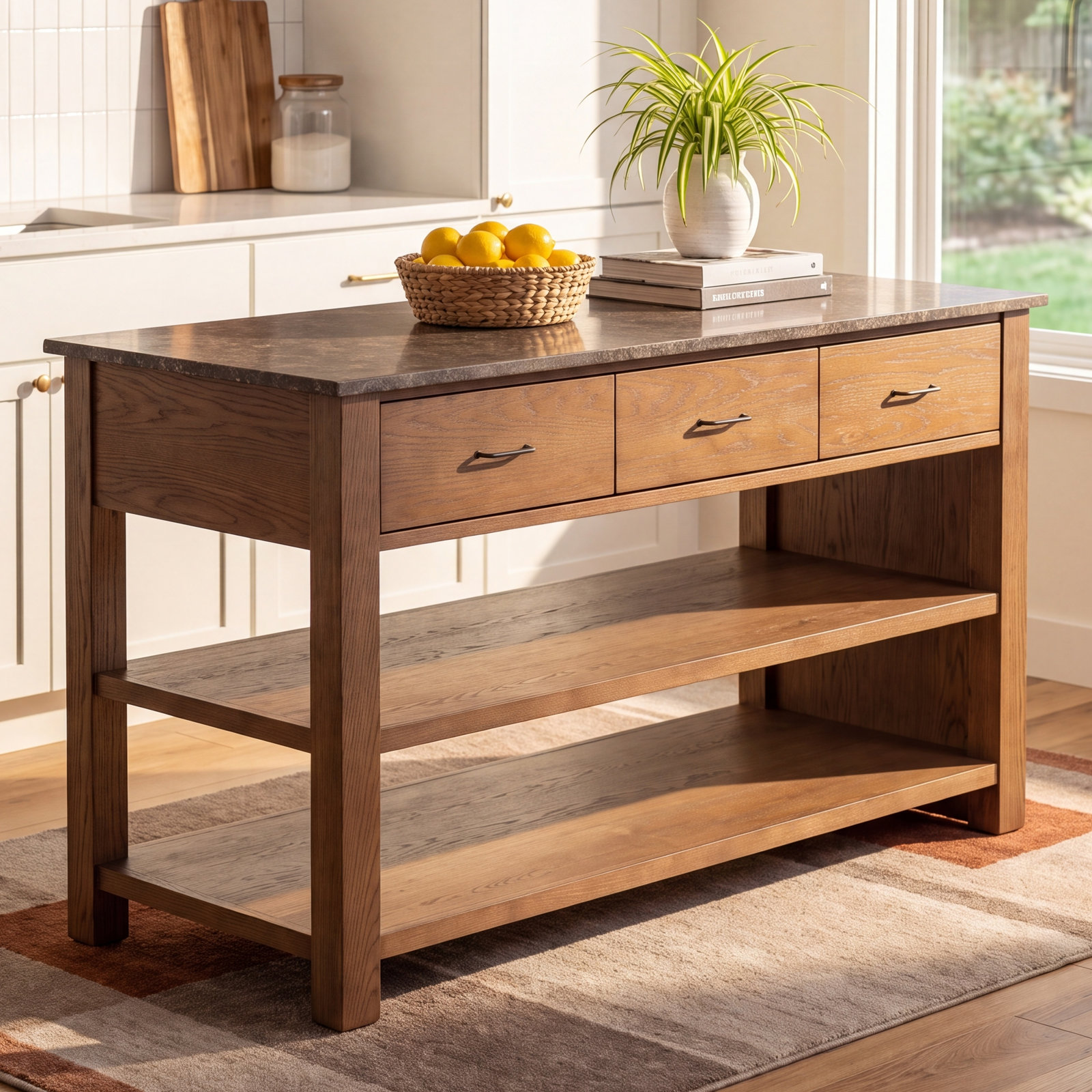 Divina Kitchen Island-Warm Grey Marble