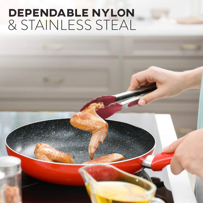 24-Piece Red Nylon and Stainless Steel Kitchen Utensil Set