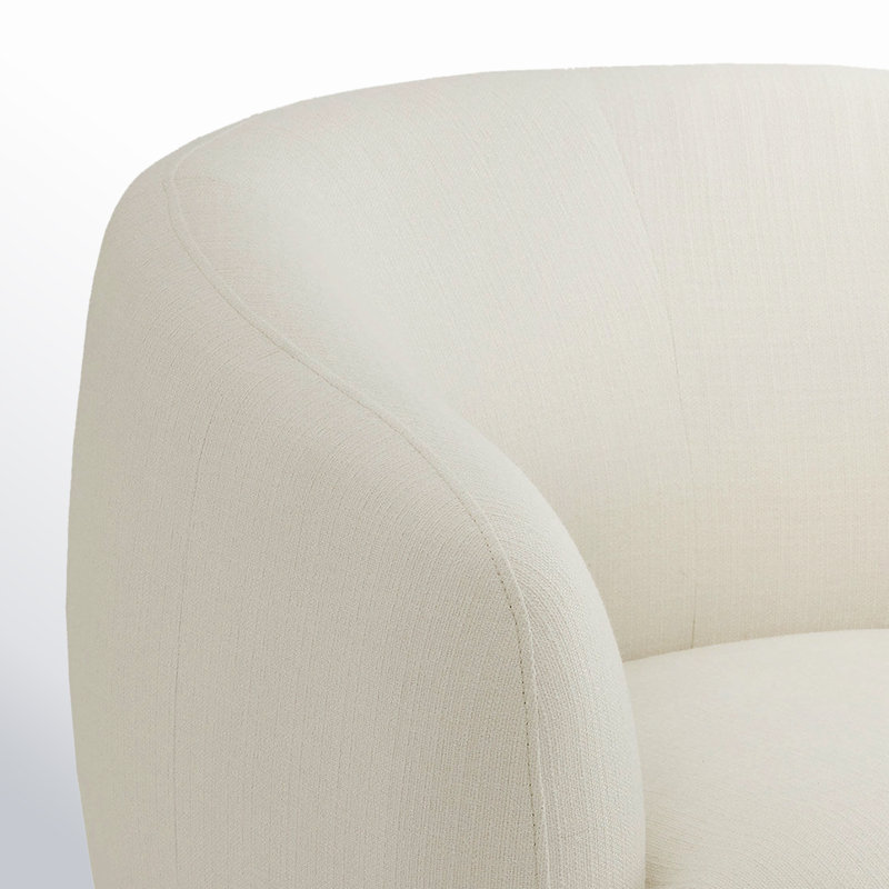 Fauteuil demi-tonneau pivotant rembourré Marcy, Tissu de coton performance flannigan / noir