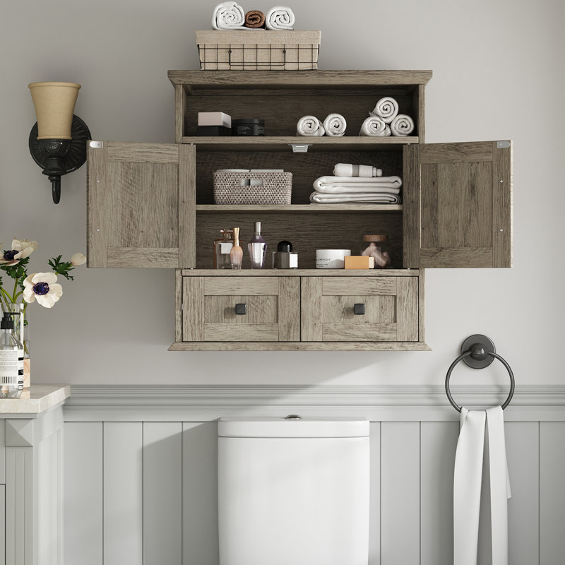 Farmhouse 23.6" W Bathroom Cabinet with Drawer, Gray, 1