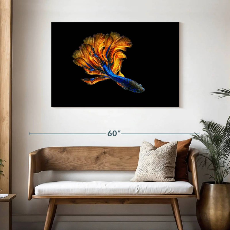 Brampt Yellow Tailed Blue Betta Fish, 30" H x 45" W