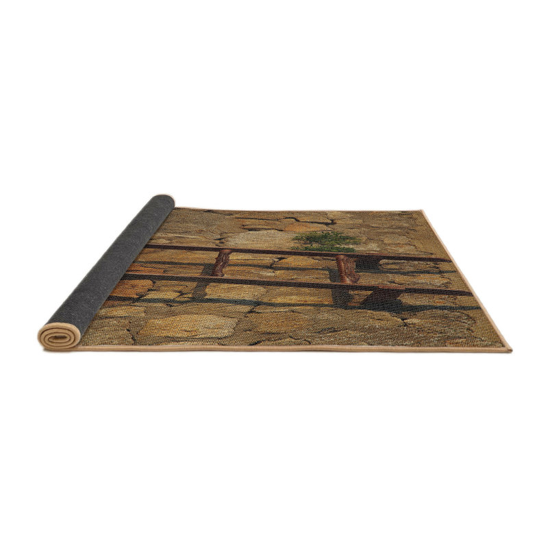 Tapis de zone brun à motif, Rond 5 pi